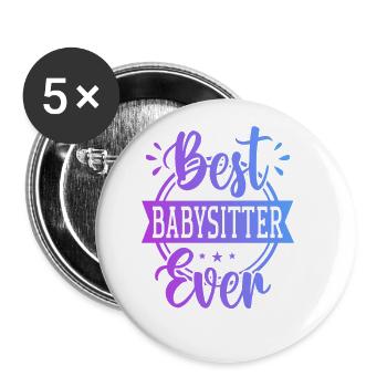 Best Babysitter Ever Daycare Provider Babysitting - Buttons groß 56 mm (5er Pack) - Weiß - Vorne