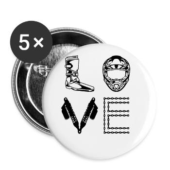 Ecg Heartbeat Dirt Biker Motorcycle Enduro Motocro - Buttons groß 56 mm (5er Pack) - Weiß - Vorne