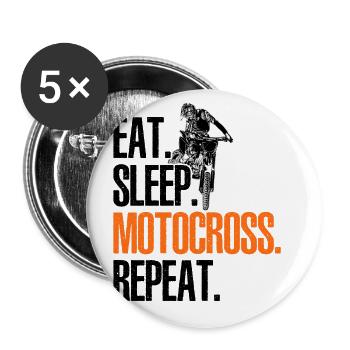 Eat Sleep Motocross Repeat Dirt Bker Motorcycle En - Buttons groß 56 mm (5er Pack) - Weiß - Vorne