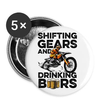 Shifting Gears And Drinking Beers Motocross Dirt B - Buttons groß 56 mm (5er Pack) - Weiß - Vorne
