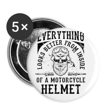 Everything Looks Better From Inside Of A Motorcycl - Buttons groß 56 mm (5er Pack) - Weiß - Vorne