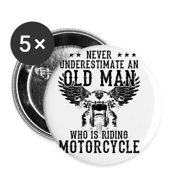 Never Underestimate And Old Man Who Is Riding Moto - Buttons groß 56 mm (5er Pack) - Weiß - Vorne