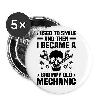I Used To Smile And Then I Became A Grumpy Old Mec - Buttons large 2.2''/56 mm (5-pack) - white - Front