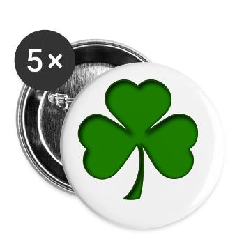 St Patrick - Trèfle - Shamrock 3D - Lot de 5 grands badges (56 mm) - blanc - Devant