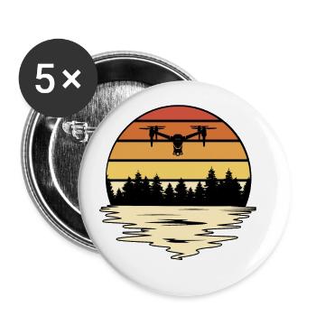 Retro Graphic Drone Flying Quadcopter Pilot RC Dro - Buttons large 2.2''/56 mm (5-pack) - white - Front