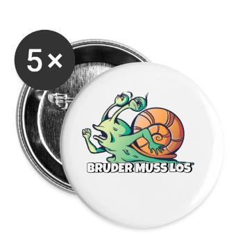 Bruder muss los - Buttons groß 56 mm (5er Pack) - Weiß - Vorne