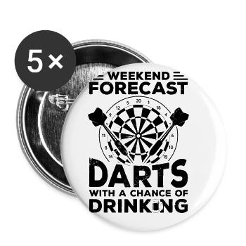 Weekend Forecast Darts With A Chance Of Drinking D - Buttons large 2.2''/56 mm (5-pack) - white - Front