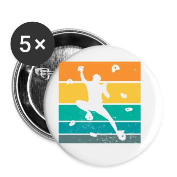 Retro Graphic Climbing Bouldering Rock Climber Mou - Buttons large 2.2''/56 mm (5-pack) - white - Front