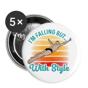 I'm Falling But With Style Cliff Jumping Cliff Div - Buttons large 2.2''/56 mm (5-pack) - white - Front