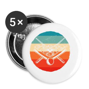 Retro Graphic Pool Billard Snooker Billard Cue 8-B - Buttons large 2.2''/56 mm (5-pack) - white - Front