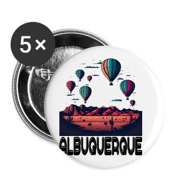 Albuquerque Ballon New Mexico Heißluftballon - Buttons groß 56 mm (5er Pack) - Weiß - Vorne