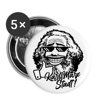 Karl Marx Stadt (einfarbig) - Buttons groß 56 mm (5er Pack) - Weiß - Vorne