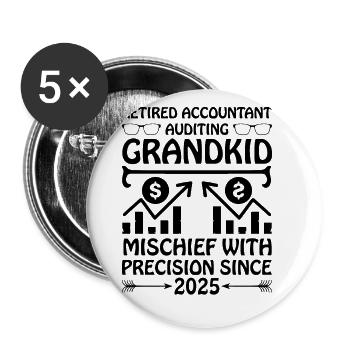 Retired Grandma Pensioner Pension Accountant Bank - Buttons large 2.2''/56 mm (5-pack) - white - Front