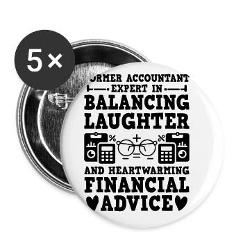 Retired Grandma Pensioner Pension Accountant Bank - Buttons large 2.2''/56 mm (5-pack) - white - Front