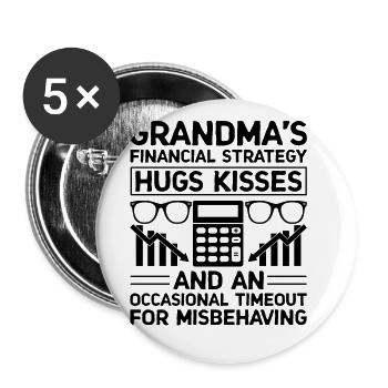 Retired Grandma Pensioner Pension Accountant Bank - Buttons large 2.2''/56 mm (5-pack) - white - Front