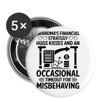 Retired Grandma Pensioner Pension Accountant Bank - Buttons large 2.2''/56 mm (5-pack) - white - Front
