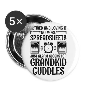 Retired Grandma Pensioner Pension Accountant Bank - Buttons large 2.2''/56 mm (5-pack) - white - Front