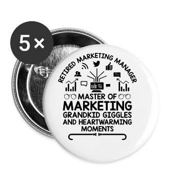 Pensionierte Oma Rentner Rentenvermarkter Marketi - Buttons groß 56 mm (5er Pack) - Weiß - Vorne