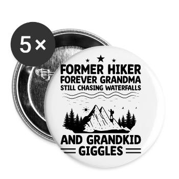 Hiking Retired Grandma Pensioner Pension Hiker Tre - Buttons large 2.2''/56 mm (5-pack) - white - Front