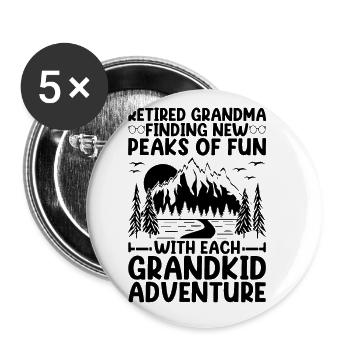 Hiking Retired Grandma Pensioner Pension Hiker Tre - Buttons large 2.2''/56 mm (5-pack) - white - Front