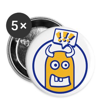 Cute cartoon character (exclamation mark, circle) - Buttons large 2.2''/56 mm (5-pack) - white - Front