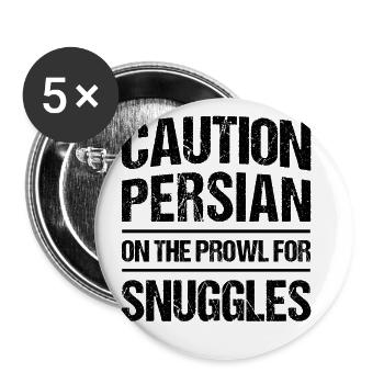 Perserkatze Katzenliebhaber Katzenbesitzer Perserlanghaar C - Buttons groß 56 mm (5er Pack) - Weiß - Vorne