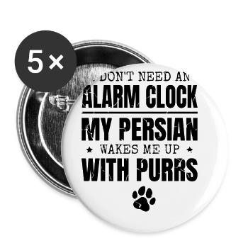Perserkatze Katzenliebhaber Katzenbesitzer Perserlanghaar C - Buttons groß 56 mm (5er Pack) - Weiß - Vorne