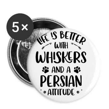 Chat persan Chat Amoureux Propriétaire de chat Persan Longhair C - Lot de 5 grands badges (56 mm) - blanc - Devant