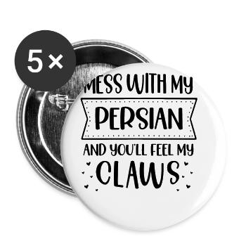 Chat persan Chat Amoureux Propriétaire de chat Persan Longhair C - Lot de 5 grands badges (56 mm) - blanc - Devant