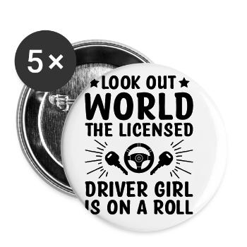 Driving License Passed New Driver Permit Driving S - Buttons large 2.2''/56 mm (5-pack) - white - Front