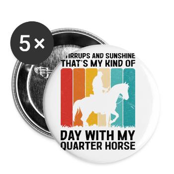 American Quarter Horse Reitpferd Liebhaber Hors - Buttons groß 56 mm (5er Pack) - Weiß - Vorne