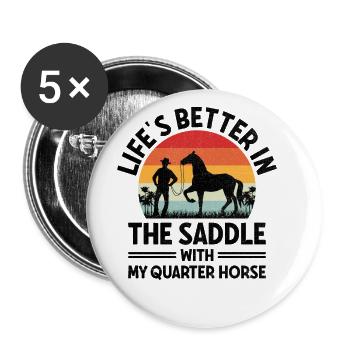 American Quarter Horse Reitpferd Liebhaber Hors - Buttons groß 56 mm (5er Pack) - Weiß - Vorne