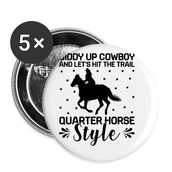 American Quarter Horse Reitpferd Liebhaber Hors - Buttons groß 56 mm (5er Pack) - Weiß - Vorne