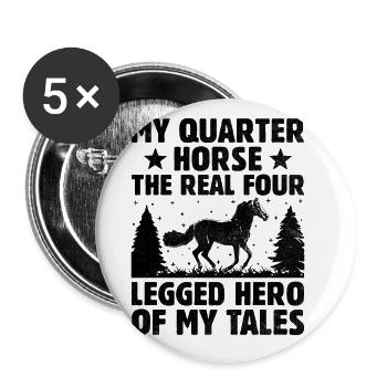 American Quarter Horse Reitpferd Liebhaber Hors - Buttons groß 56 mm (5er Pack) - Weiß - Vorne