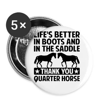 American Quarter Horse Reitpferd Liebhaber Hors - Buttons groß 56 mm (5er Pack) - Weiß - Vorne