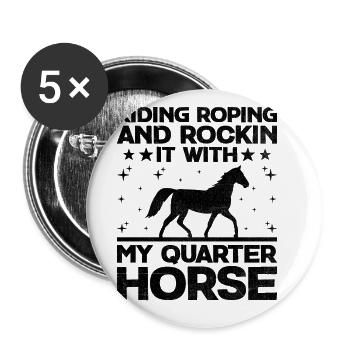 American Quarter Horse Reitpferd Liebhaber Hors - Buttons groß 56 mm (5er Pack) - Weiß - Vorne