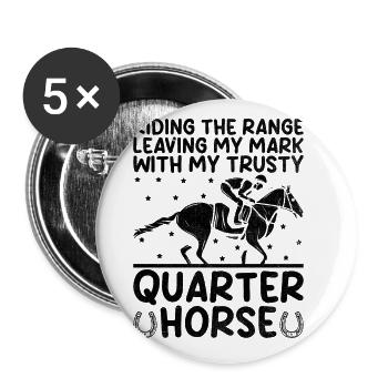 American Quarter Horse Reitpferd Liebhaber Hors - Buttons groß 56 mm (5er Pack) - Weiß - Vorne