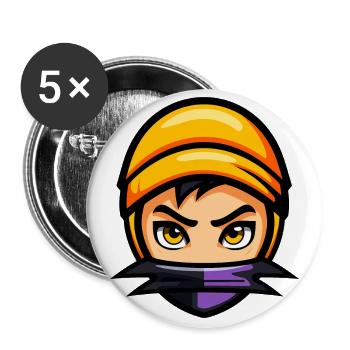 Niedlicher Halloween Ninja - Buttons groß 56 mm (5er Pack) - Weiß - Vorne