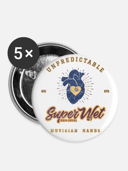 Supermokra ręka NOWOŚĆ Śliwka pomarańczowa BB serce wyblakła - Buttons/Badges stor, 56 mm (5-pack) - hvid