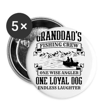 Fishing Granddad Grandpa Fisherman Grandkid Funny - Buttons large 2.2''/56 mm (5-pack) - white - Front