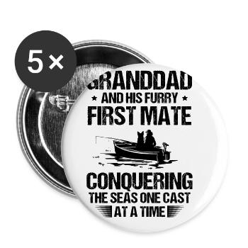 Fishing Granddad Grandpa Fisherman Grandkid Funny - Buttons large 2.2''/56 mm (5-pack) - white - Front