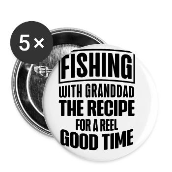 Fishing Granddad Grandpa Fisherman Grandkid Funny - Buttons large 2.2''/56 mm (5-pack) - white - Front