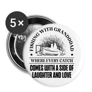 Fishing Granddad Grandpa Fisherman Grandkid Funny - Buttons large 2.2''/56 mm (5-pack) - white - Front