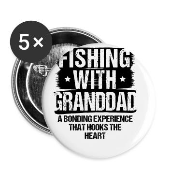 Fishing Granddad Grandpa Fisherman Grandkid Funny - Buttons large 2.2''/56 mm (5-pack) - white - Front