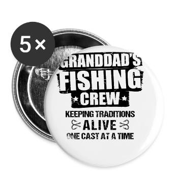 Fishing Granddad Grandpa Fisherman Grandkid Funny - Buttons large 2.2''/56 mm (5-pack) - white - Front