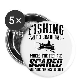 Fishing Granddad Grandpa Fisherman Grandkid Funny - Buttons large 2.2''/56 mm (5-pack) - white - Front