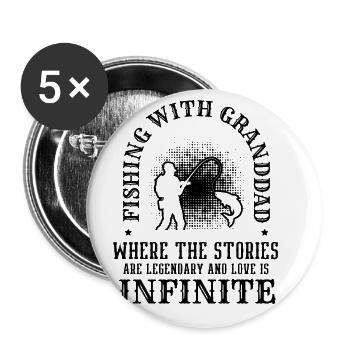 Fishing Granddad Grandpa Fisherman Grandkid Funny - Buttons large 2.2''/56 mm (5-pack) - white - Front