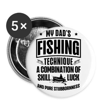 Pêche Papa Papa Pêcheur Childern Drôle Poisson Alors - Lot de 5 grands badges (56 mm) - blanc - Devant