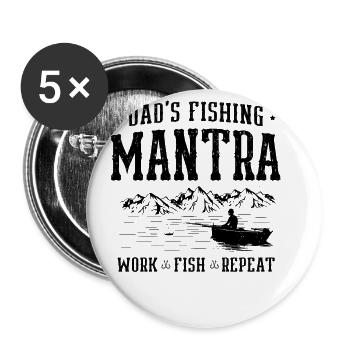 Angeln Papa Papa Fischer Childern Lustiger Fisch So - Buttons groß 56 mm (5er Pack) - Weiß - Vorne