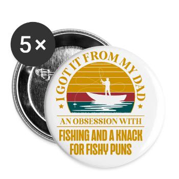 Pêche Papa Papa Pêcheur Childern Drôle Poisson Alors - Lot de 5 grands badges (56 mm) - blanc - Devant